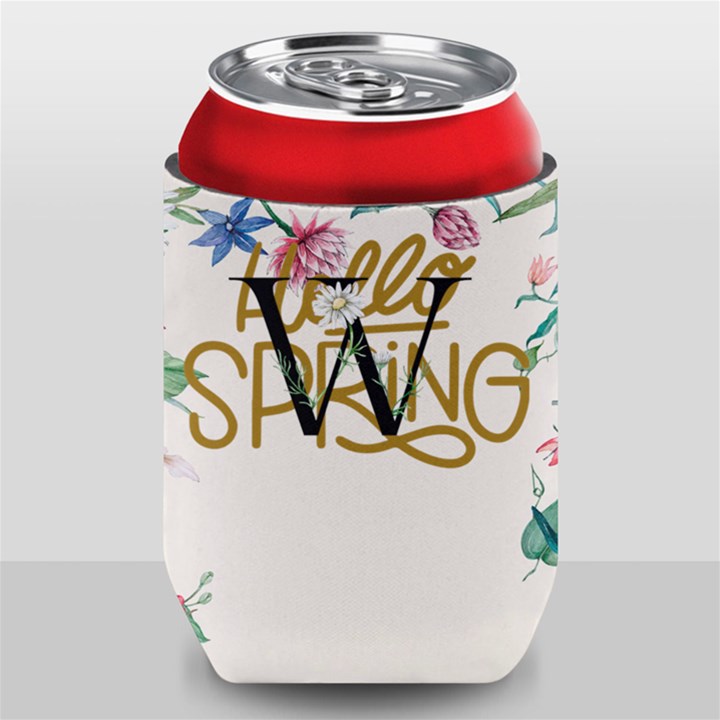 Personalized Spring Floral Initial Family Name Can Cooler
