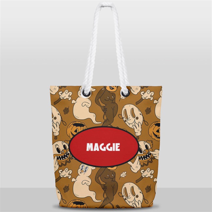 Halloween Pattern Full Print Rope Handle Tote (Small)