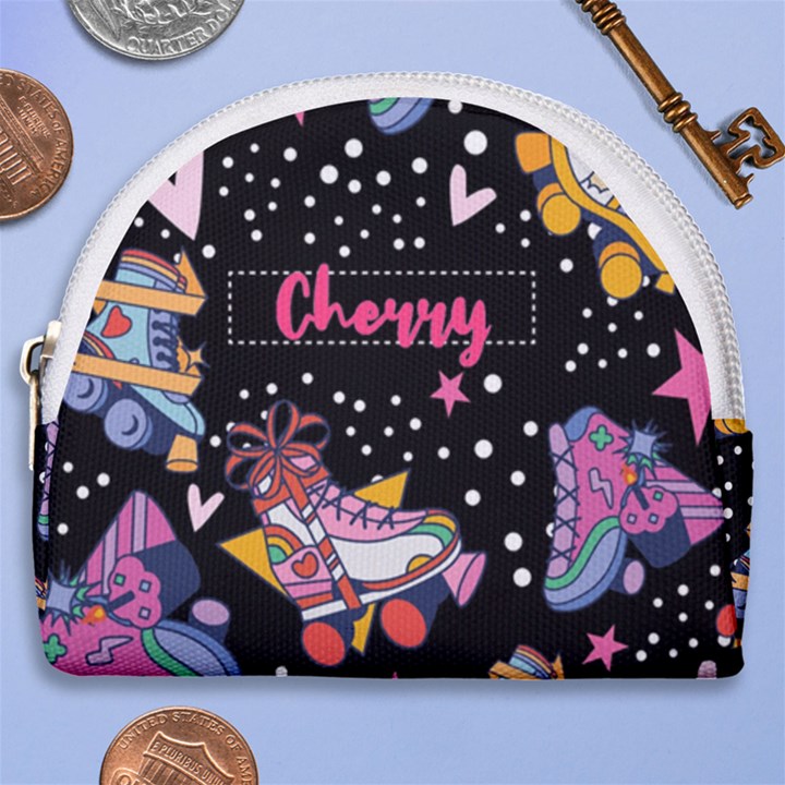 Personalized Roller Graphic Name Any Text Horseshoe Style Canvas Pouch