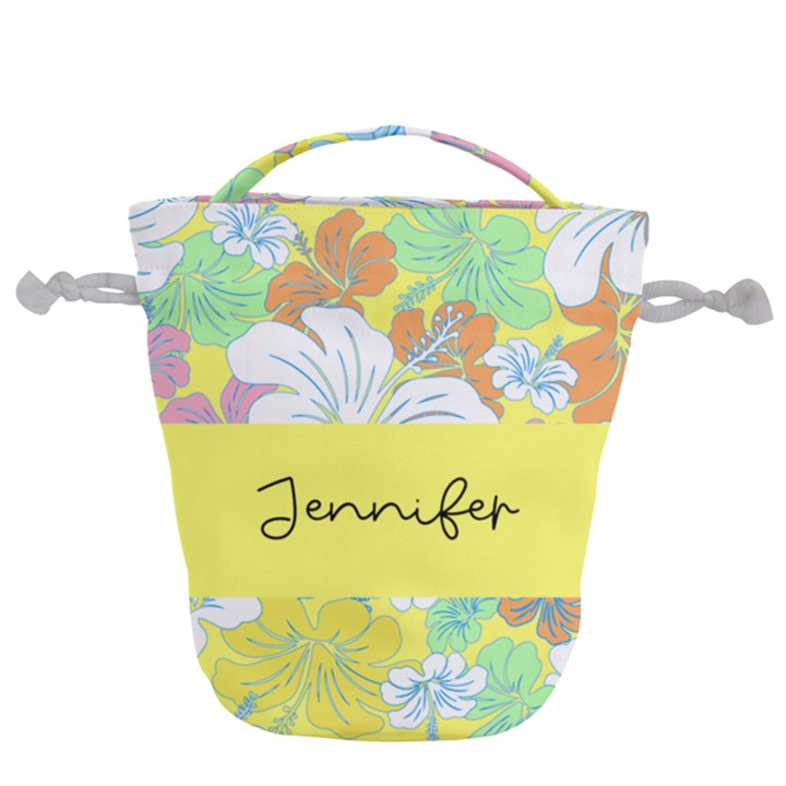 Custom Name Hawaii Flower   Drawstring Bucket Bag
