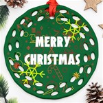 Xmas Two Colors Pattern Ornament Round Filigree Ornament (Two Sides) Back