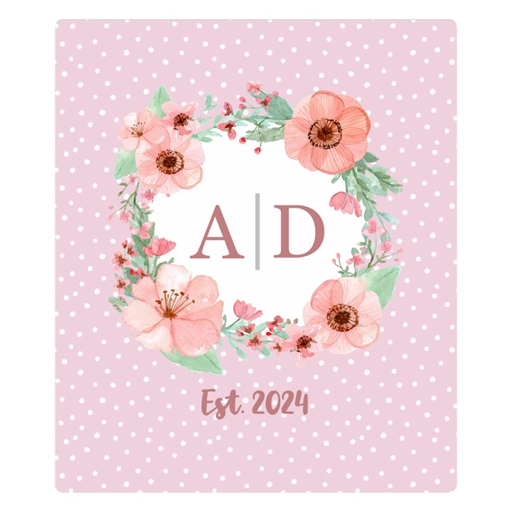 Personalized Name Flowers Wedding Gift Two Sides Premium Plush Fleece Blanket (Kids Size)