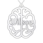 Personalized Name Brain 925 Sterling Silver Name Pendant Necklace Front