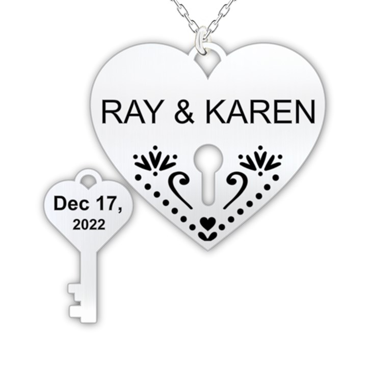 Personalized Name Love Key Lock 925 Sterling Silver Pendant Necklace