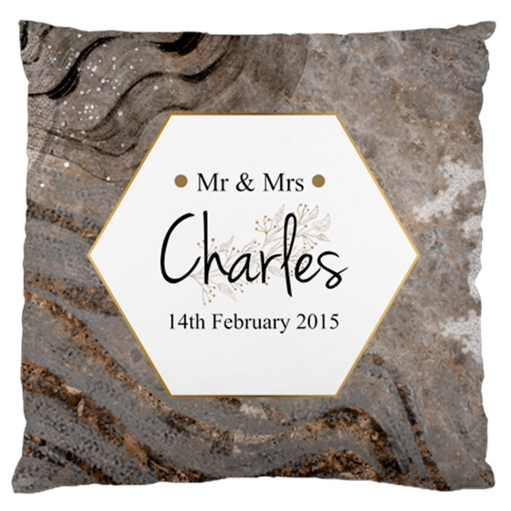 Personalized Marble Frame Wedding Family Name Large Cushion Case (One Side)