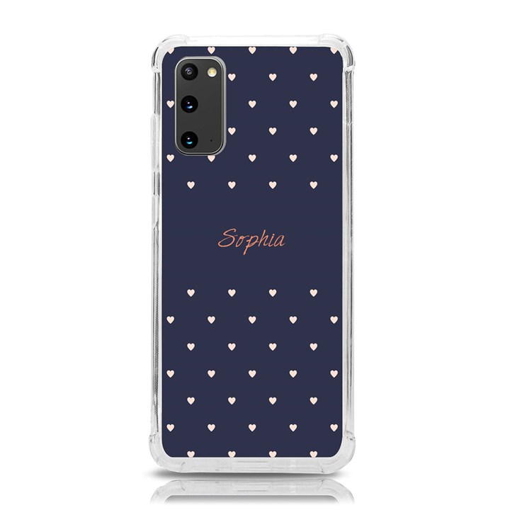 Personalized Name Heart Pattern(Navy) Samsung Galaxy S20 6.2 Inch TPU UV Case