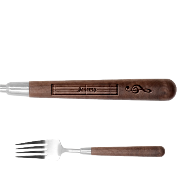 Personalized Music Name Stainless Steel Fork with wooden Handle  Stainless Steel Fork With Wooden Handle
