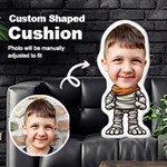 Personalized Photo in Halloween Mummy Cartoon Style Custom Shaped Cushion Cut To Shape Cushion Case Front