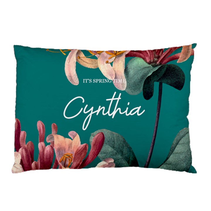Personalized Floral Spring Time Name Pillow Case Pillow Case