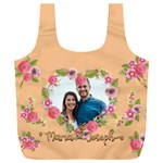Personalized Floral Love Heart Shape Photo Name Recycle Bag Full Print Recycle Bag (XXXL) Back