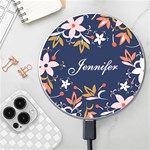 Personalized Floral Pattern Name Wireless Fast Charger Wireless Fast Charger(White) Front