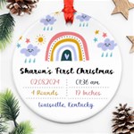 Personalized New Born Baby First Christmas Name Any Text Photo Round Ornament Round Ornament (Two Sides) Front