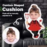 Personalized Photo in Devil Cartoon Style Custom Shaped Cushion Cut To Shape Cushion Case Front