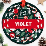 Personalized Merry Christmas Photo Name Any Text Round Filigree Ornament Round Filigree Ornament (Two Sides) Back