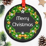 Personalized Photo Any Text Christmas Round Ornament Round Ornament (Two Sides) Back