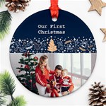 Personalized Photo Any Text Christmas Round Ornament Round Ornament (Two Sides) Back