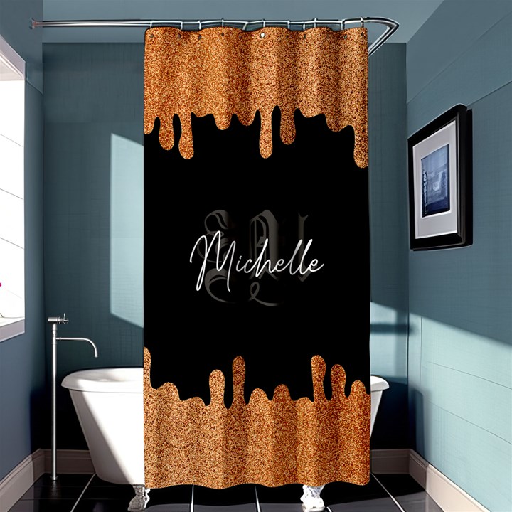Personalized Glitter Initial Name Shower Curtain Shower Curtain 36  x 72  (Stall)