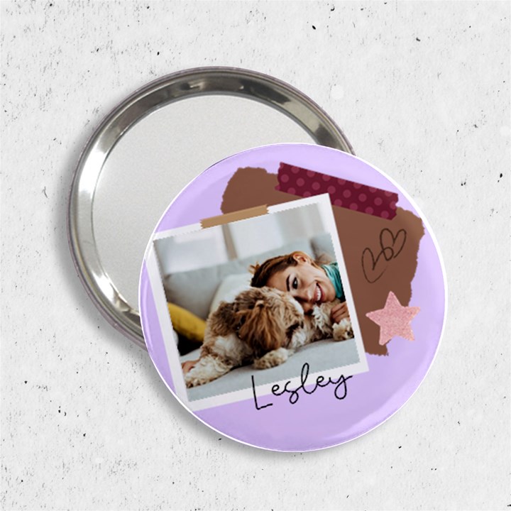 Personalized Photo Any Text Polaroid Style Handbag Mirror 2.25  Handbag Mirror