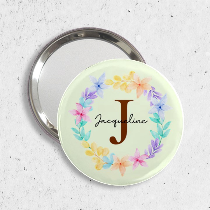 Personalized Name Any Text Colorful Flower Frame Handbag Mirror 2.25  Handbag Mirror