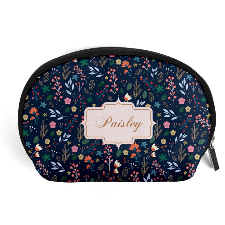 Personalized Floral Pattern Name Any Text Accessory Pouch (Large)