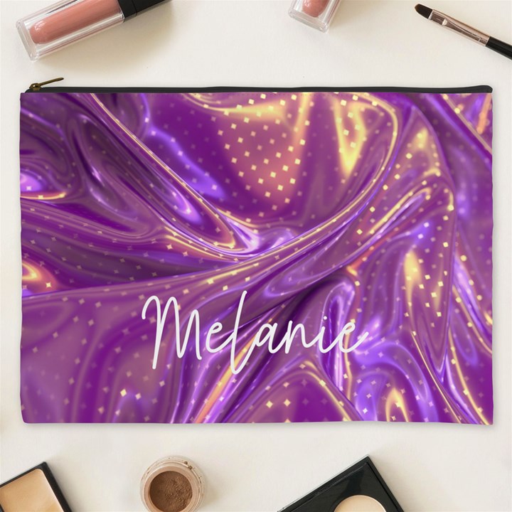 Print Iridescent Wavy Fabric  Cosmetic Bag (XXXL)