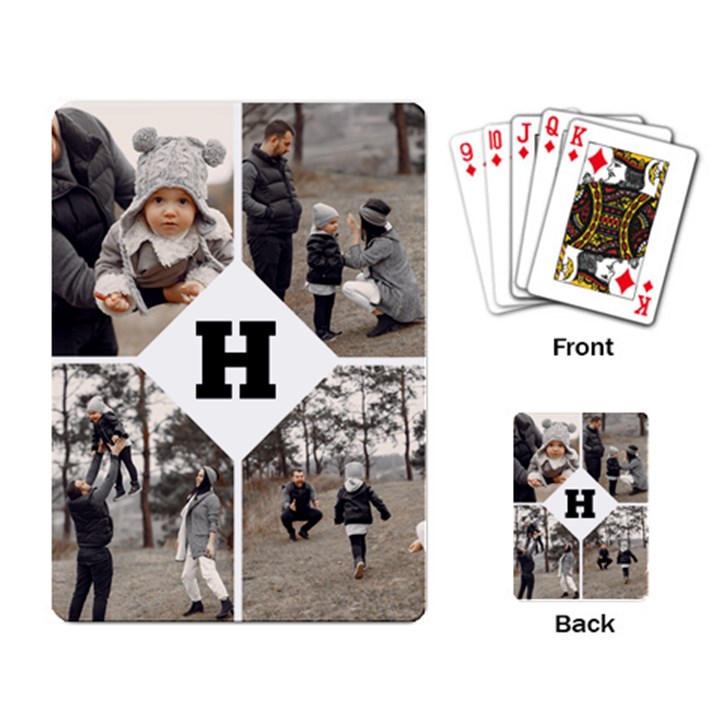 4 photo Collage Monogram Playing Cards Single Design (Rectangle)