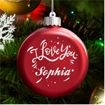 Personalized Name Font LED Glass Round Ornament Front
