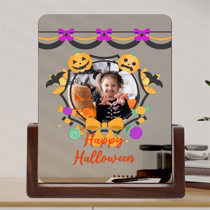 Personalized Photo Ribbon with Pumpkin Frame Acrylic UV Print 6  Tabletop Frame Acrylic UV Print 6  Tabletop Frame (U-Shape)
