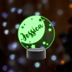 Personalized Night Light Moon Name Remote LED Acrylic Message Display (Black Round Stand)  Front