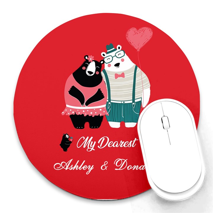 Personalized Couple Lover Name Round Mousepad