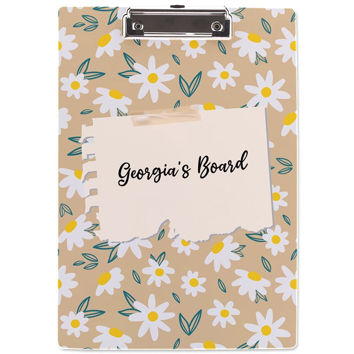 Personalized Floral Memo Style Name A4 Acrylic Clipboard A4 Acrylic Clipboard