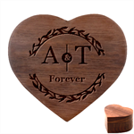 Personalized Couple Initial Heart Wood Jewelry Box Heart Wood Jewelry Box Front