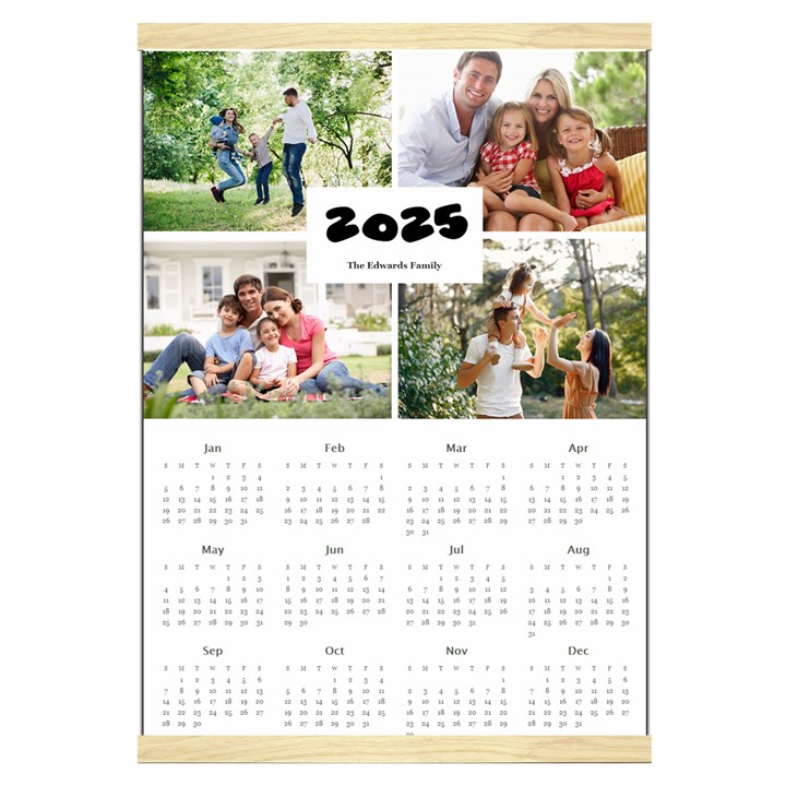 Personalized Family Calendar Canvas Yearly Calendar 16  x 22 